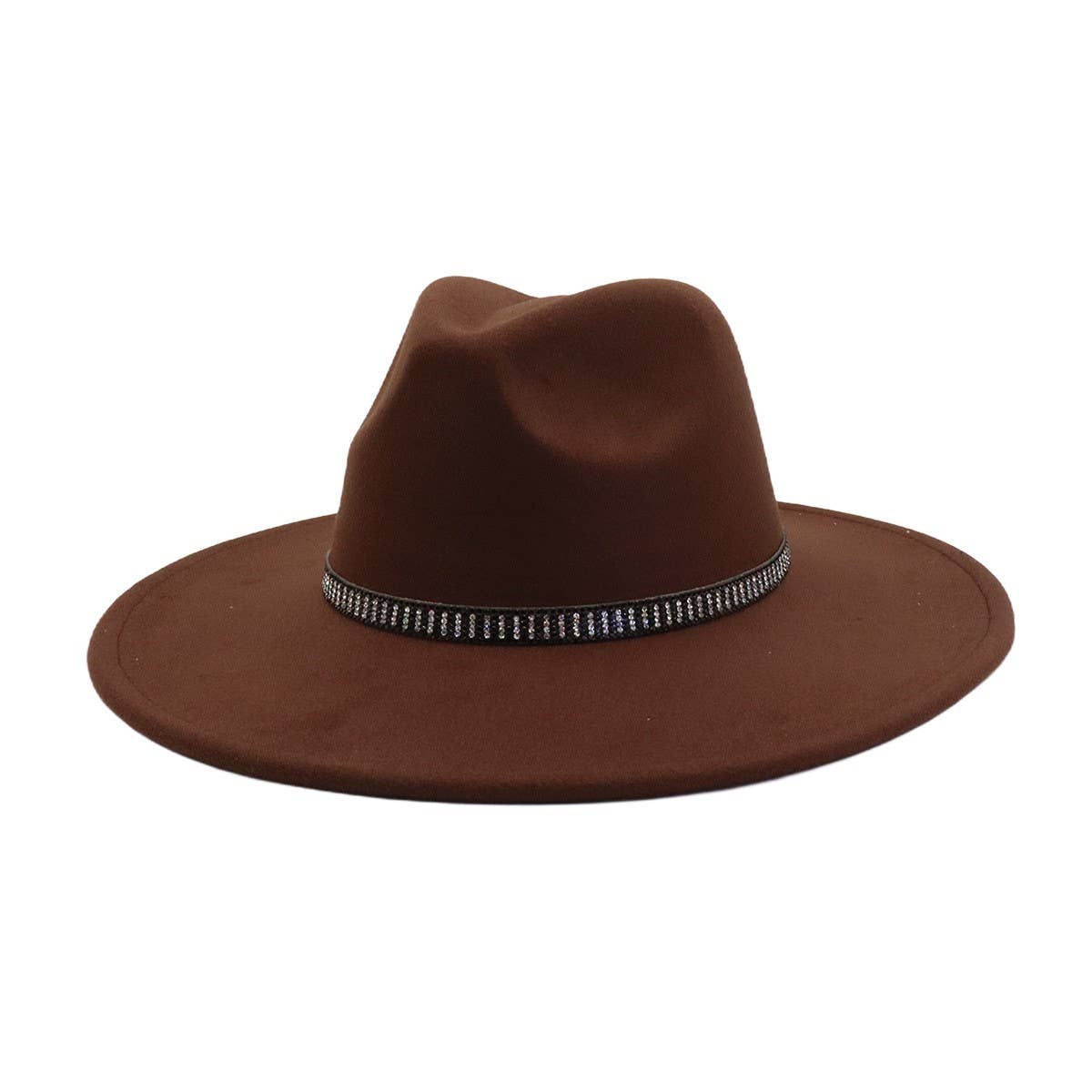 Unisex Wool Fedora Hat Ethnic Flat Brim Style_CWAH04377