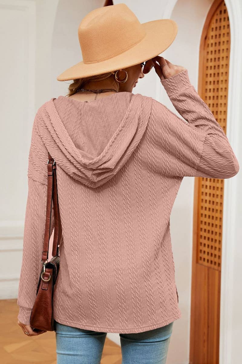 CWOHOL0984_SOLID COLOR BUTTON-UP HOODIE WITH LONG SLEEVES