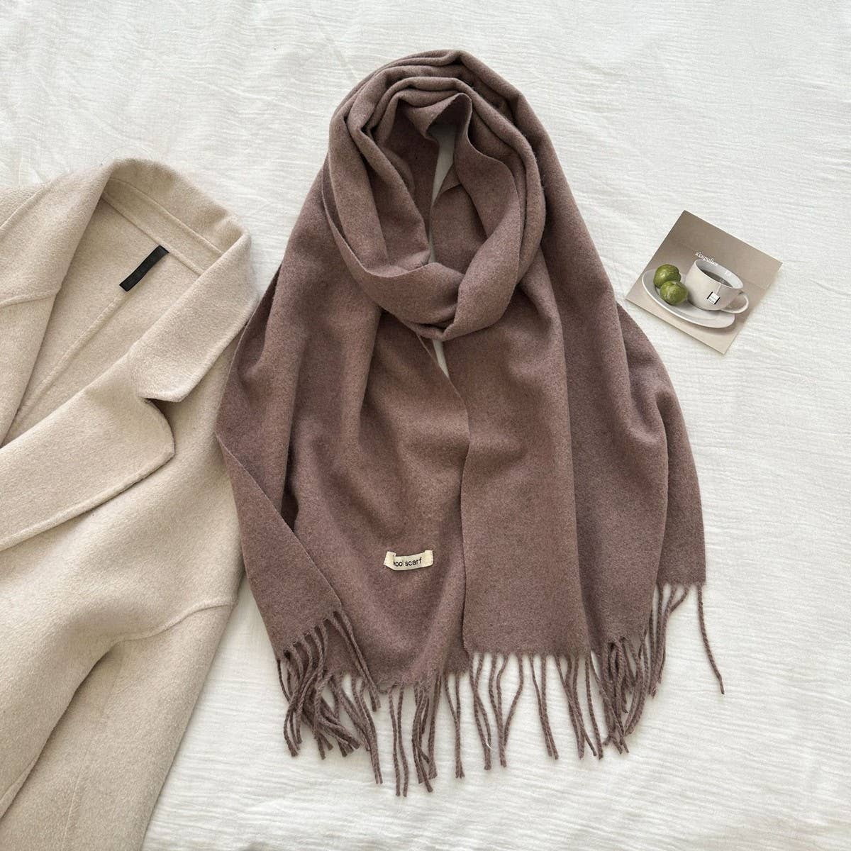 CWASC03137_SOLID WOOL WIDE SCARF WITH TASSELS FOR WOMEN MEN