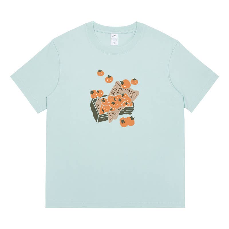 CWTTS0959_TOMATO PRINT CASUAL LOOSE SHORT SLEEVE T SHIRT