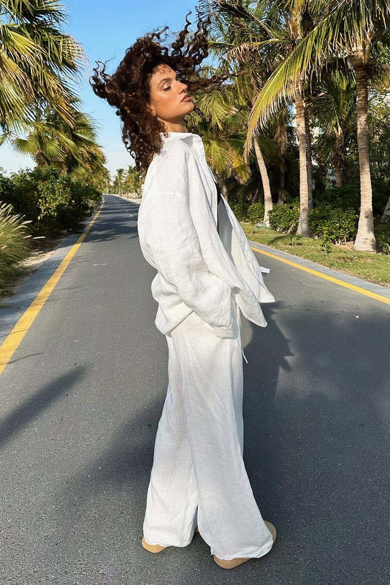 CWSTB00378_LOOSE LONG-SLEEVED SHIRT CASUAL SUIT