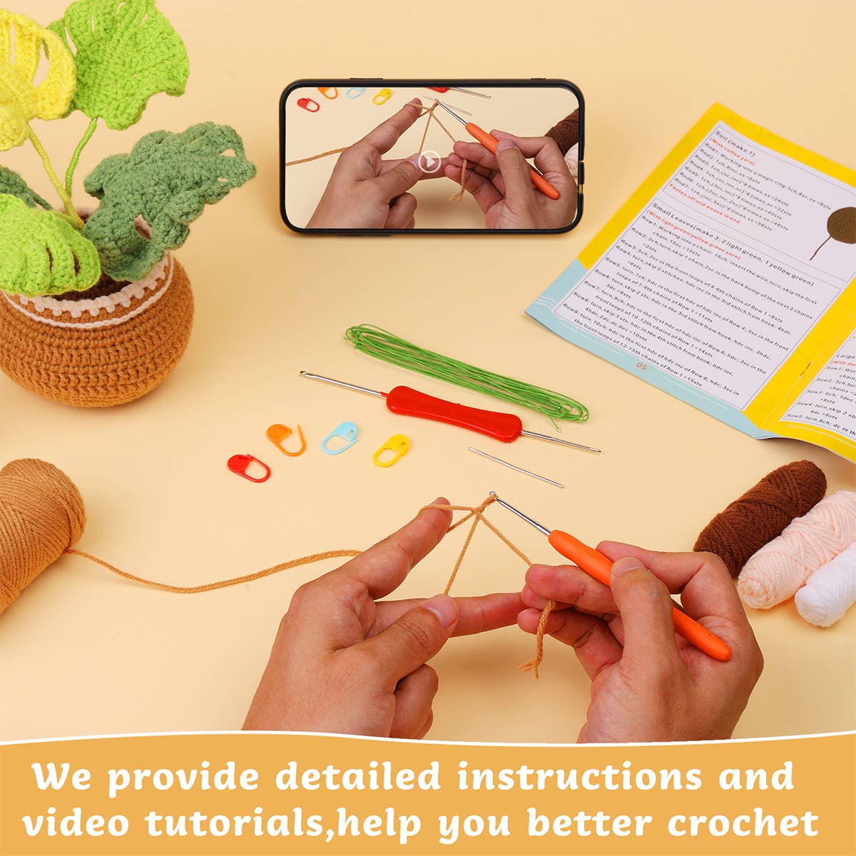 HANDMADE DIY MONSTERA DOLL CROCHET MATERIAL PACK