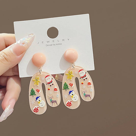 CARTOON U-SHAPED PRINT SWEET EARRINGS_CWAJE1872