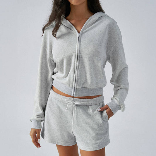 BM WIND ZIPPER LONG SLEEVE HOODIE SHORTS SUIT