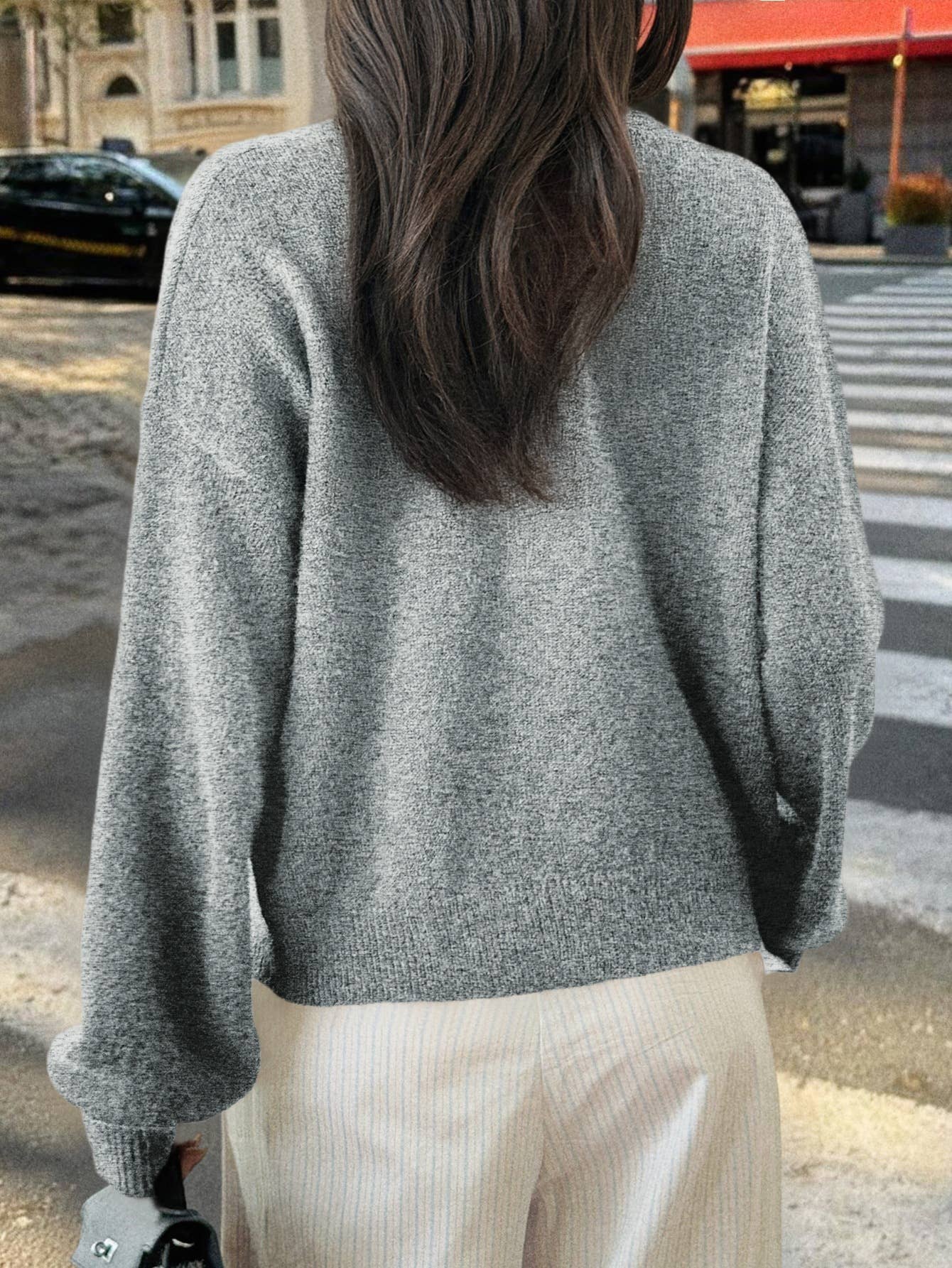 Casual simple button long-sleeved coat sweater