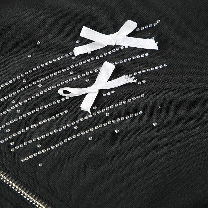 Distinctive street star rhinestone zipper jacket