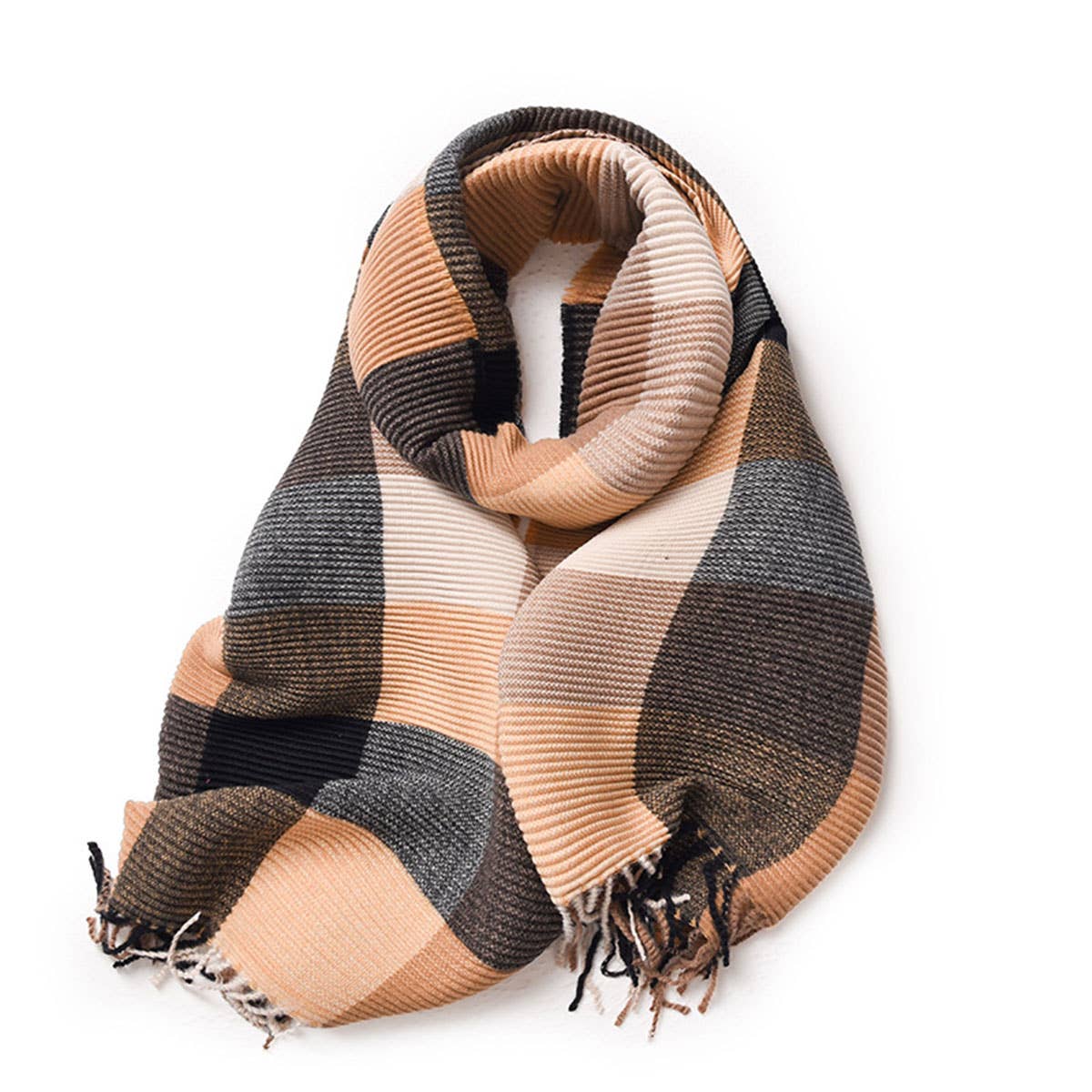 Crinkle Plaid Winter Scarf ? Unisex Soft Wrap