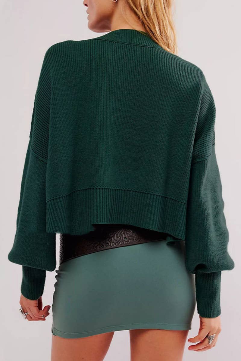 CWOSWL6722_FASHION CREW-NECK LONG-SLEEVED LOOSE SWEATER