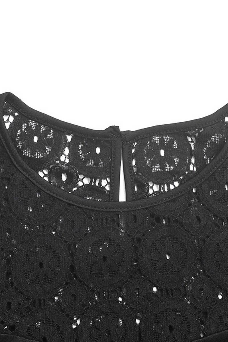 CWSBSL0137_FALL BLACK LACE PUFF SLEEVE LONG SLEEVE BODYSUIT