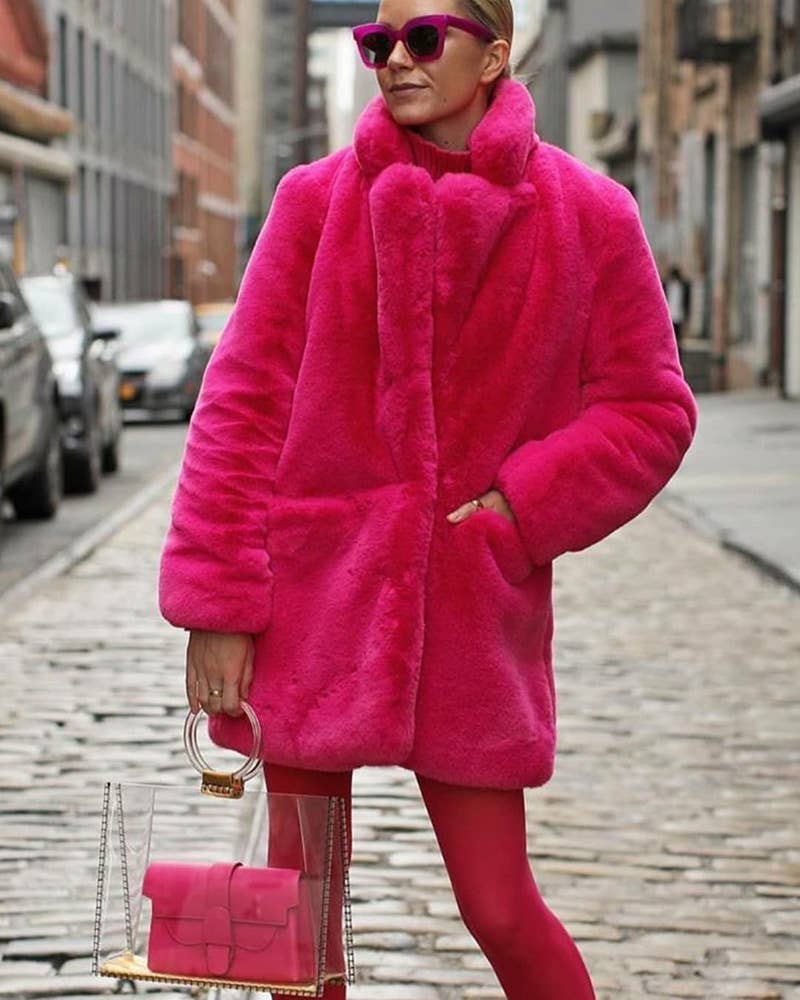 Fluffy, warm, elegant, casual and loose coat