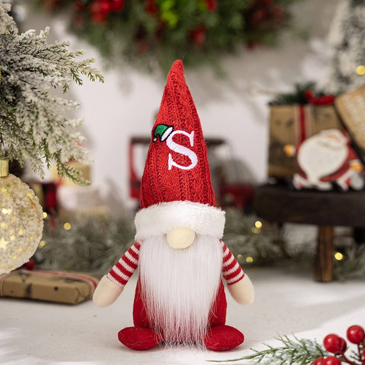 CWMM10338_CHRISTMAS KNITTED HAT GNOME RUDOLPH ORNAMENT