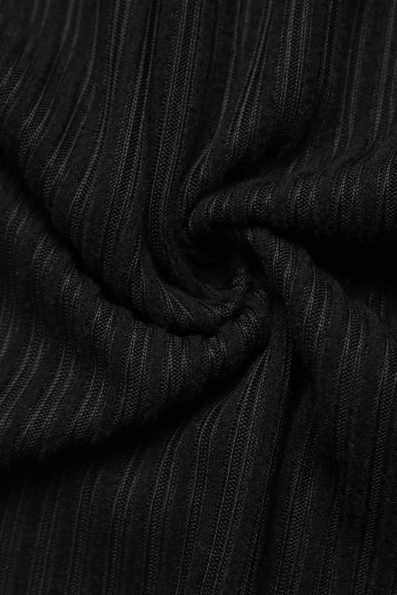 CWDSD10597_CONTRAST-EDGED KNITTED SLIM-WAIST A-LINE DRESS