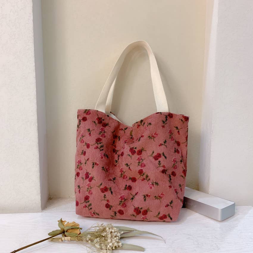 Retro artistic cloth bag corduroy handbag