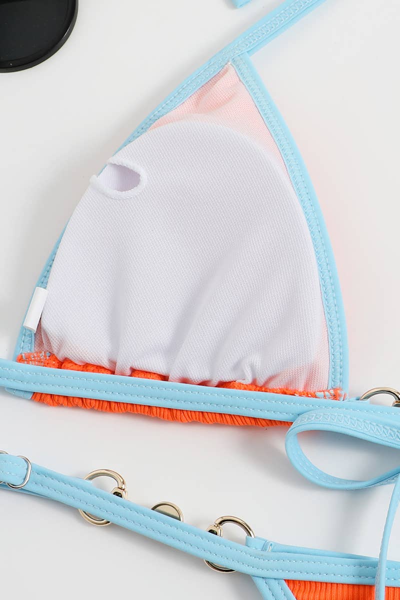 CWMW0739_SOLID COLOR BIKINI SWIMSUIT SET