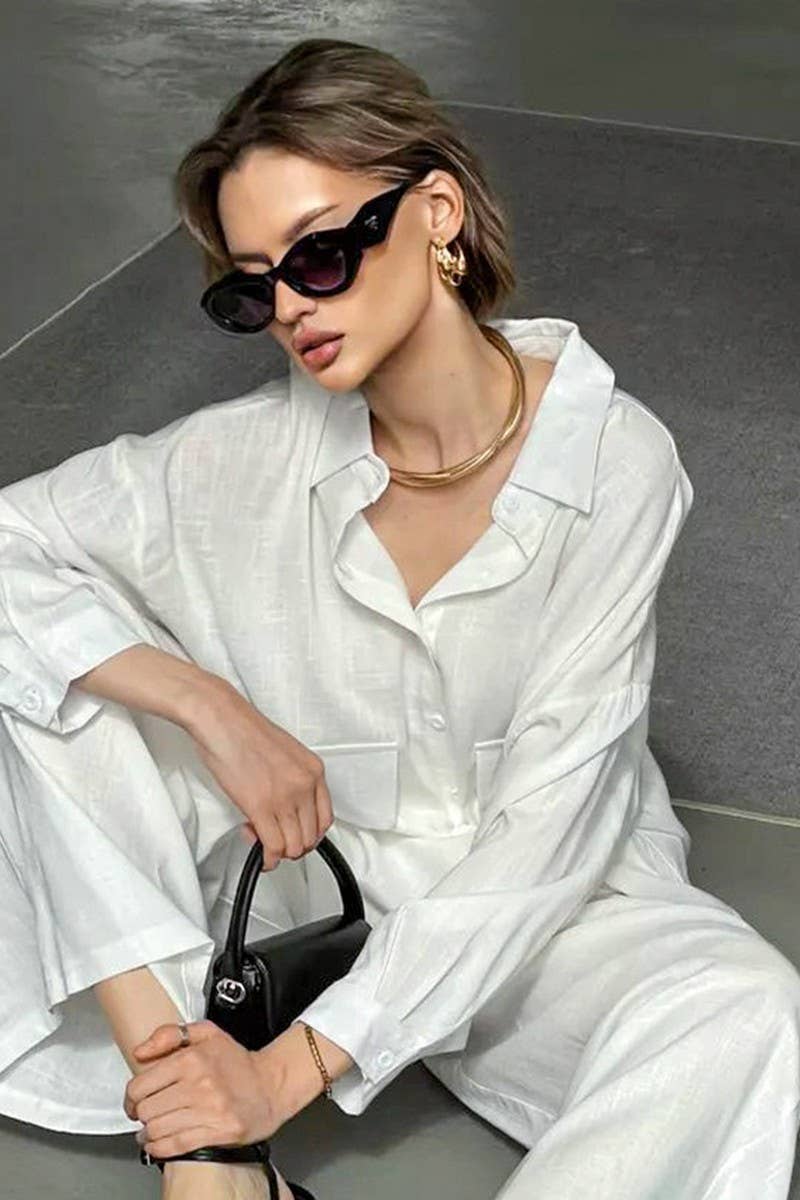 CWSPJ0326_COTTON AND LINEN LONG SLEEVE PANTS PAJAMA SET