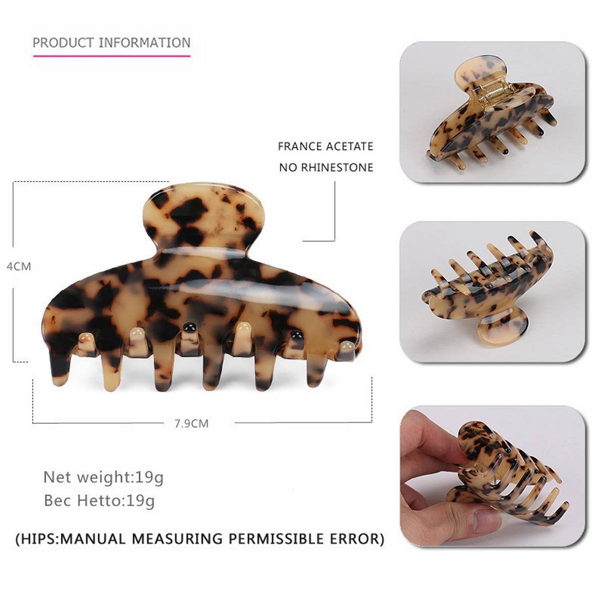 ACETATE HAIR CLIP HAIRPIN HALF-TIED SHARK CLIP_CWAHA4251