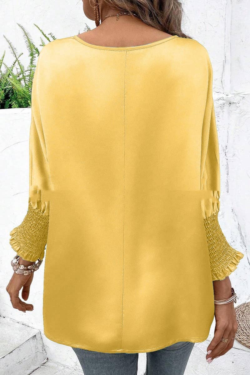 CWTBLL1440_ROUND NECK LONG SLEEVE BAT-SLEEVE SHIRT TOP