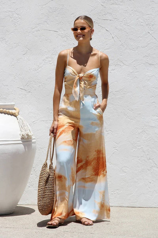 CWDHL1012_SUMMER NEW SUSPENDER WIDE-LEG JUMPSUIT