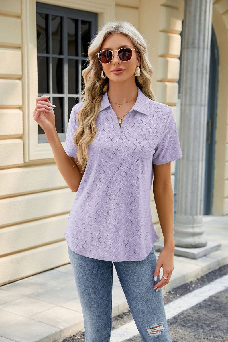 CWTTS0817_V-Neck Short Sleeve Knit Top