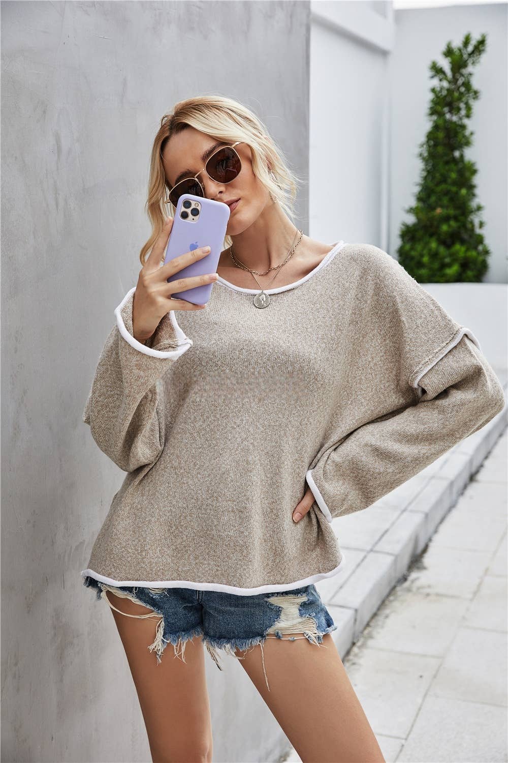 CWOSWL1043_Casual Crew Neck Pullover Long Sleeve Sweater