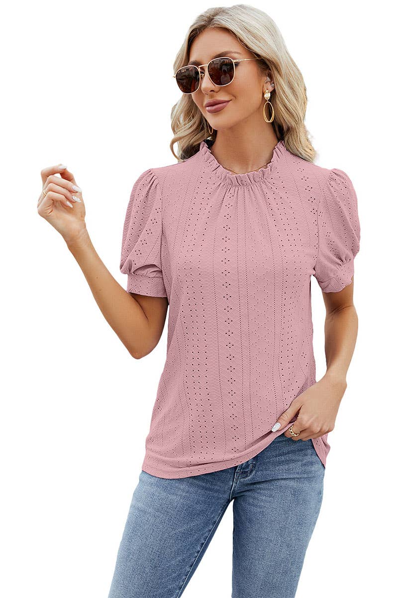 CWTBLS0298_Round Neck Short Sleeved Top