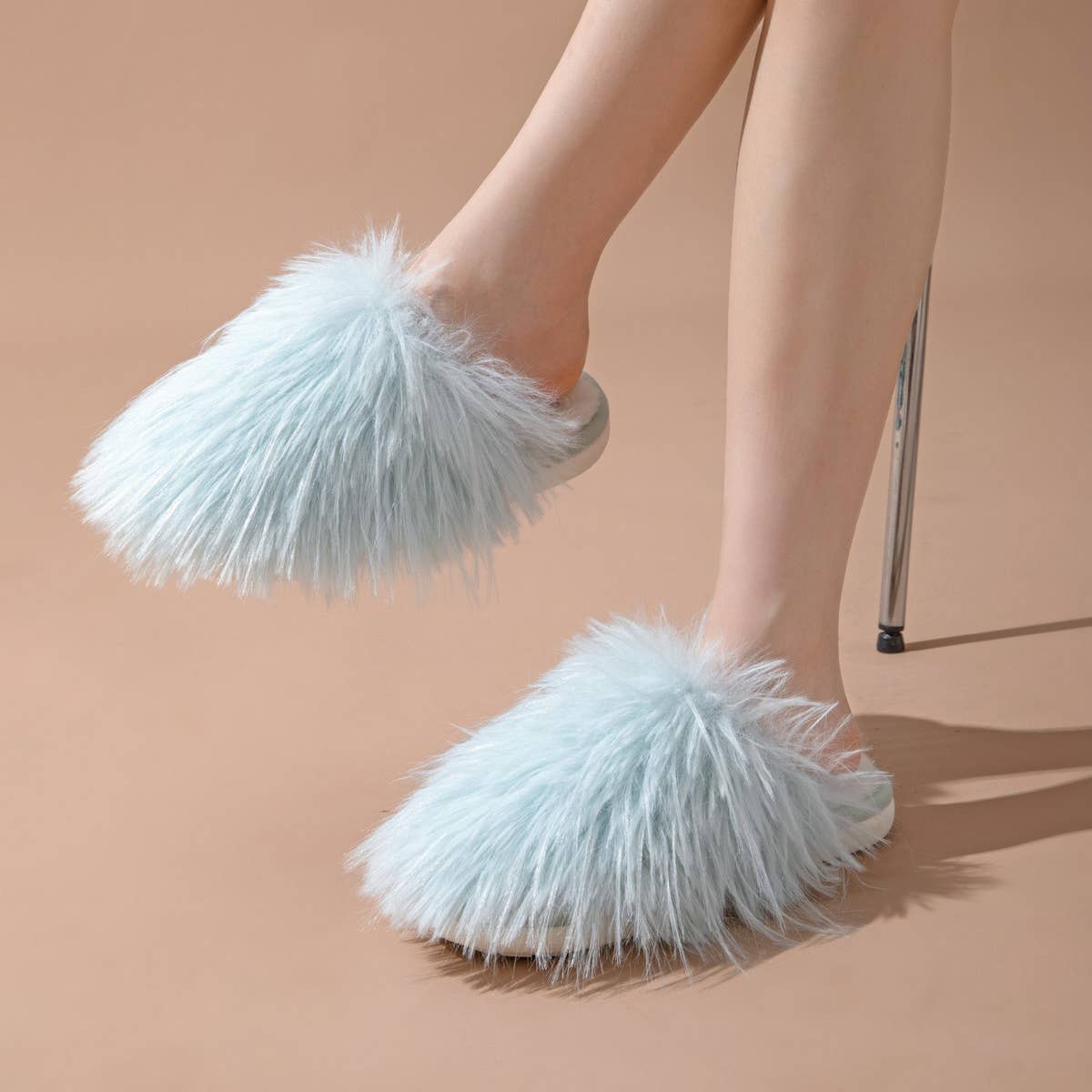 HOME FUR CAP TOE CANDY COLOR COTTON SLIPPERS