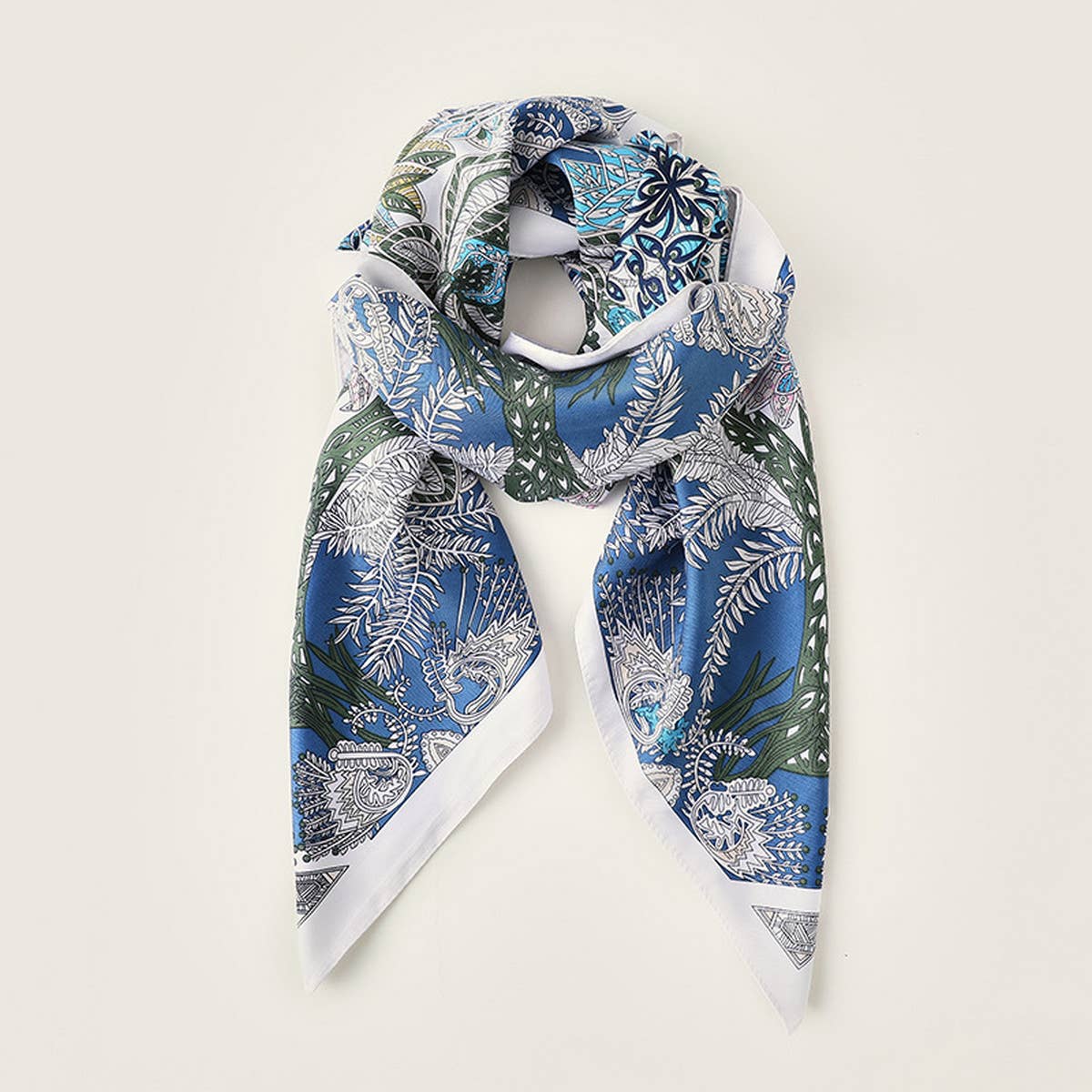 Vintage French Print Scarf ? 90cm Silk Feel Square