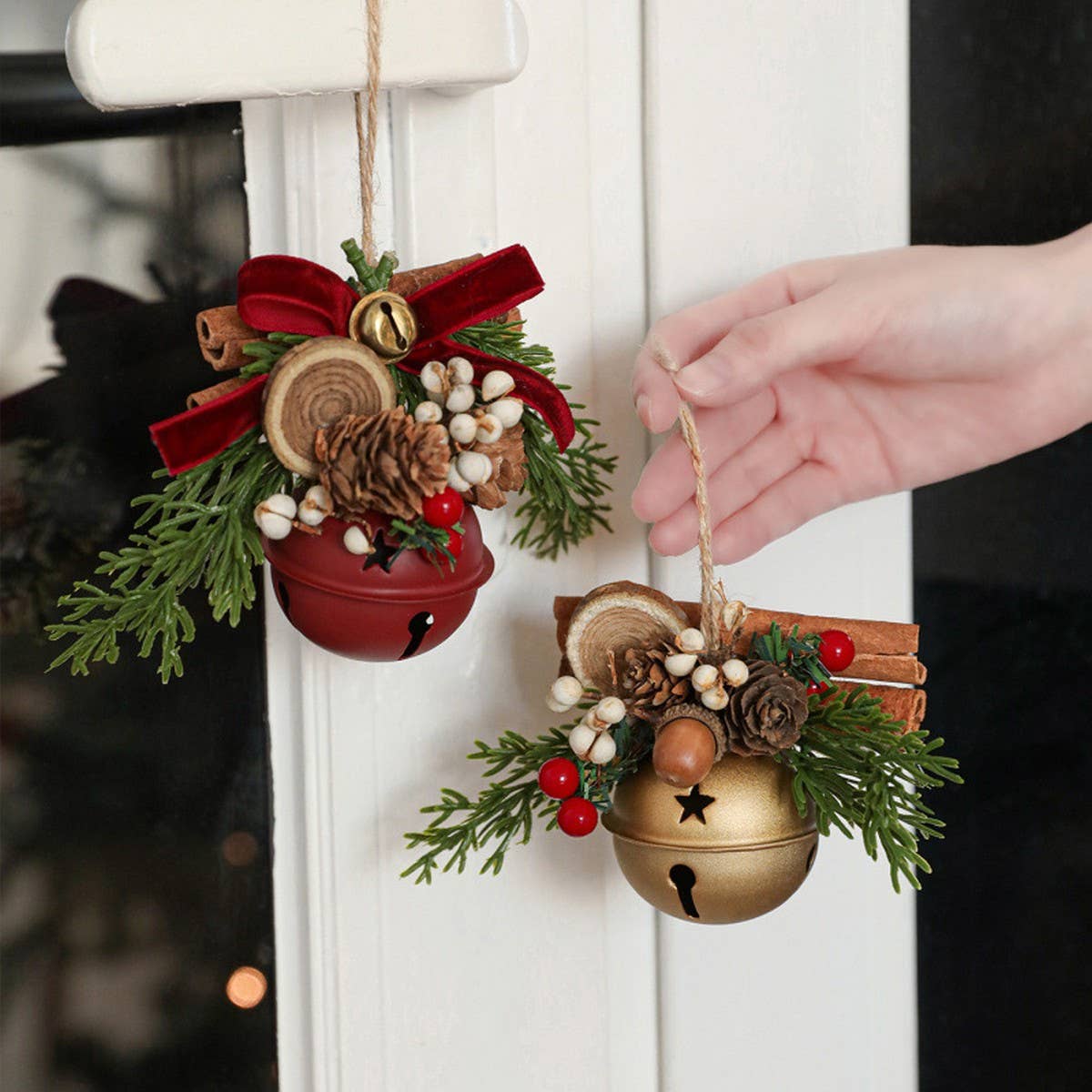 Mixed Christmas Bells Antlers Bows Pinecone Decor