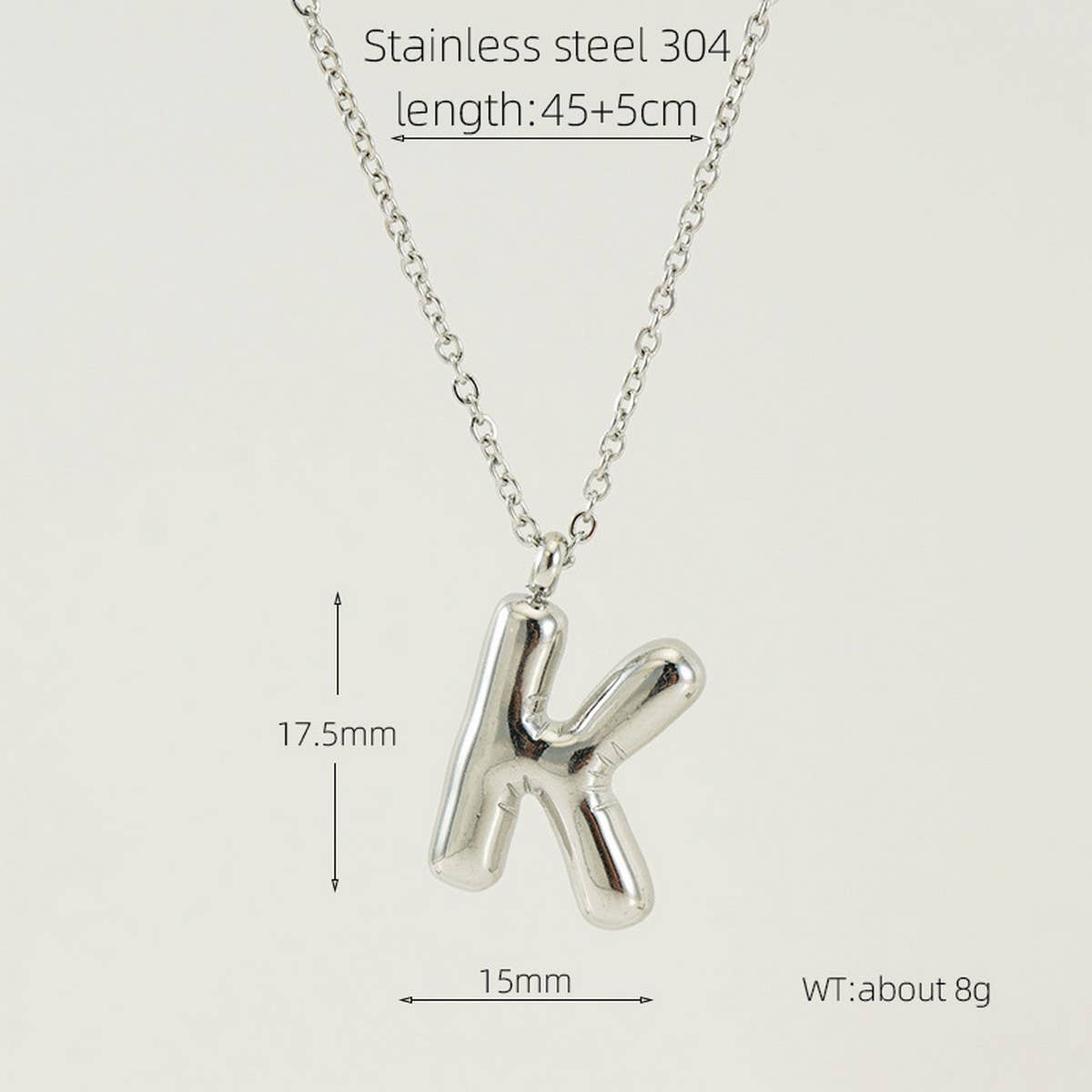 CWAJE1946_Steel Color Bubble Letter Necklace