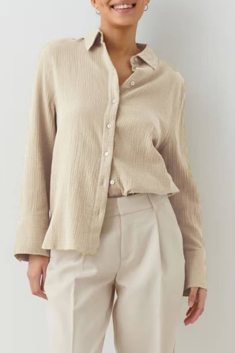 CWTSTL1617_AUTUMN COTTON CREPE LONG-SLEEVED SHIRT