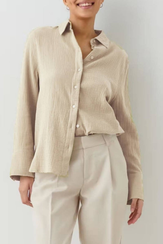 CWTSTL1617_AUTUMN COTTON CREPE LONG-SLEEVED SHIRT