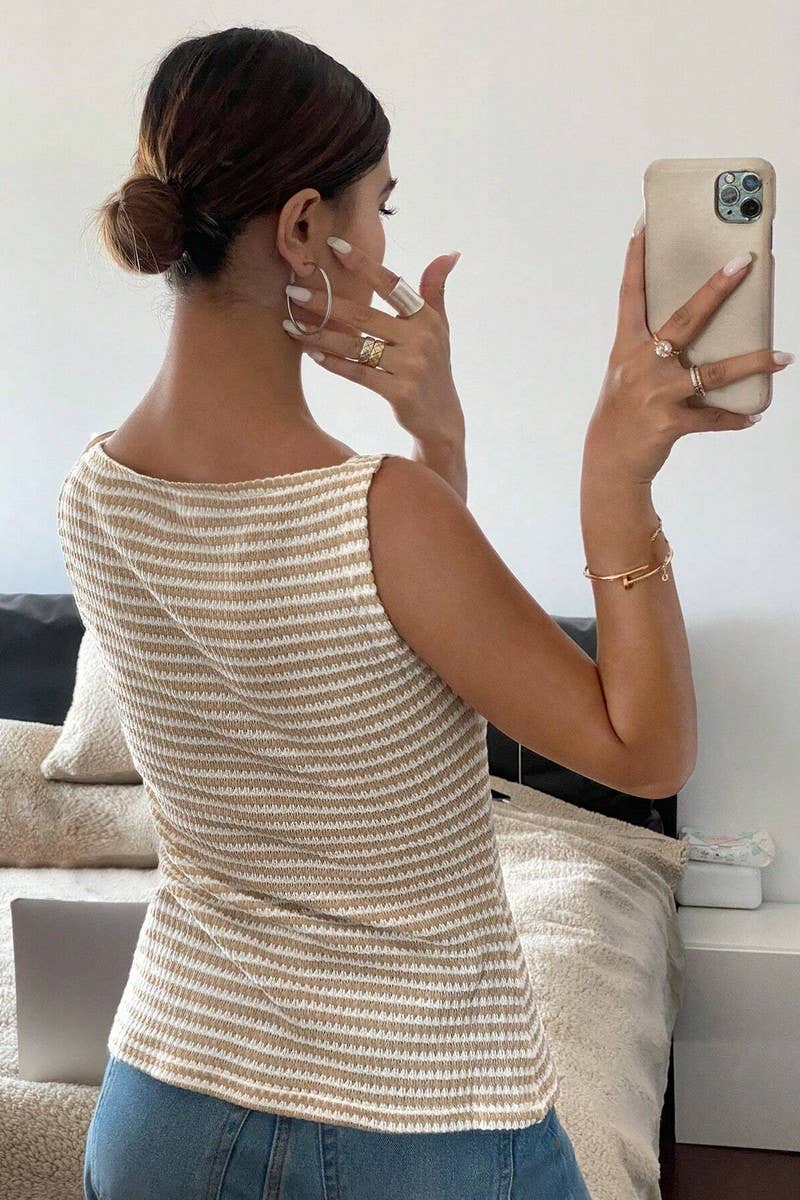 CWTTSL0328_WOMEN'S CASUAL BUTTON SLEEVELESS CAMISOLE TOP