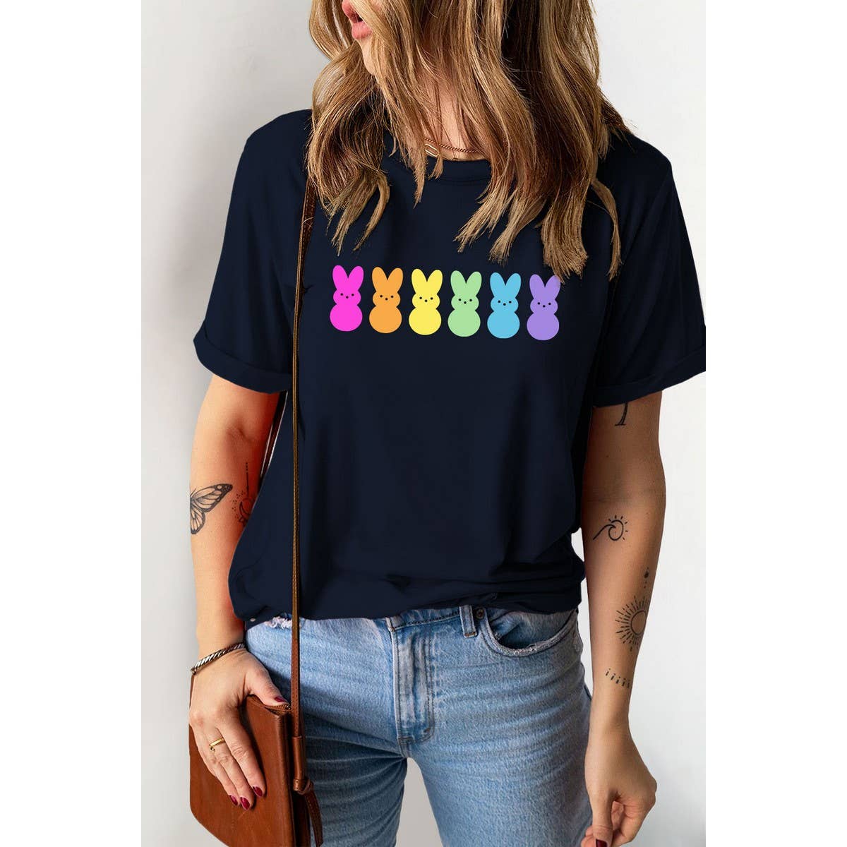 CUTE PRINTED BUNNY ROUND NECK T SHIRT FOR EASTER_CWTTS0790