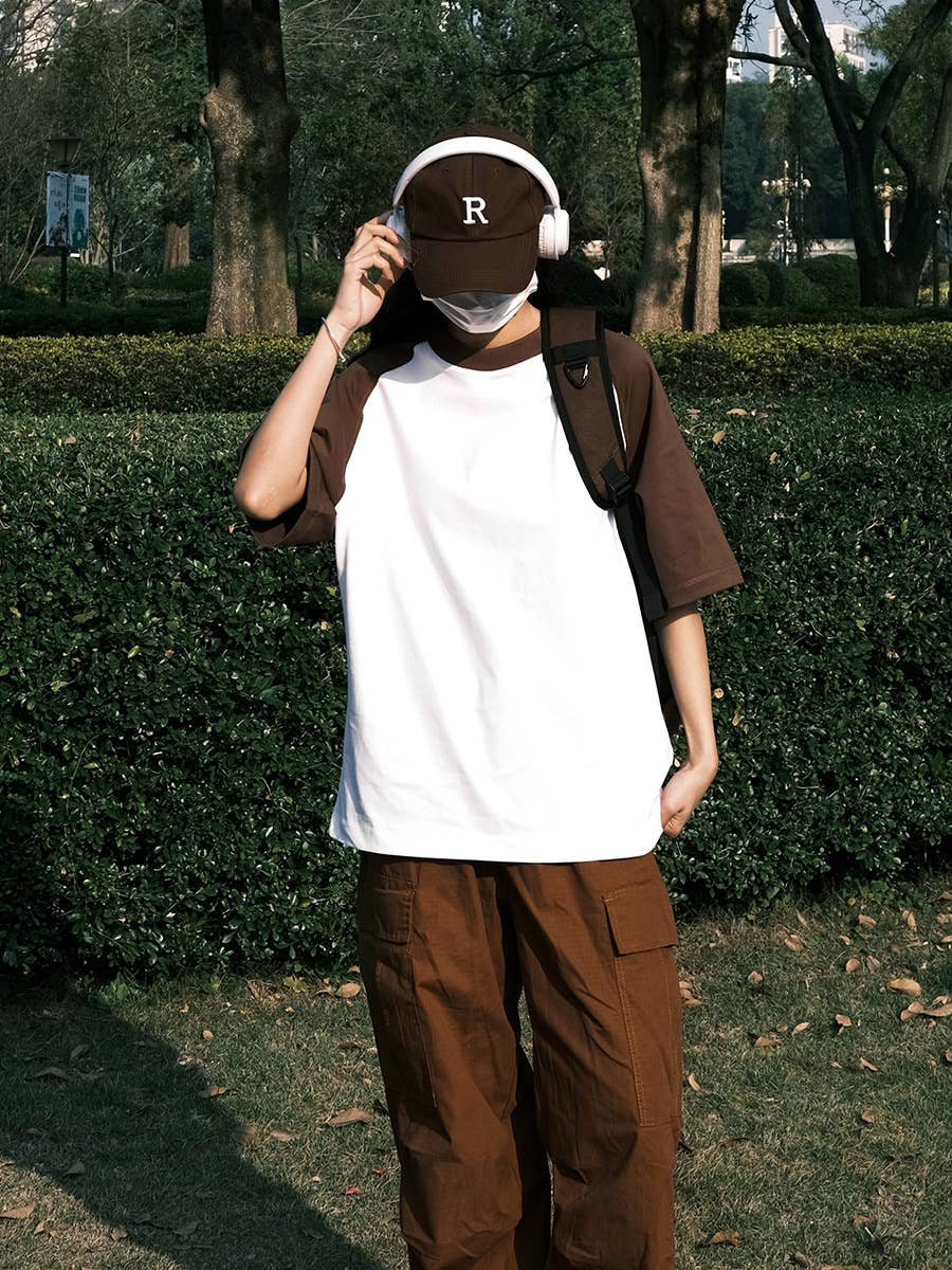 CWTTS0929_COLOR CONTRASTING CASUAL UNISEX T SHIRT