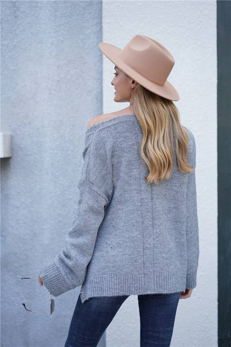 CWOSWL1424_Crew Neck Pullover Casual Sweater