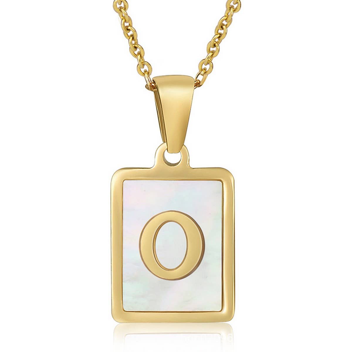 SQUARE SHELL 26 LETTER PENDANT NECKLACE_CWAJE0674