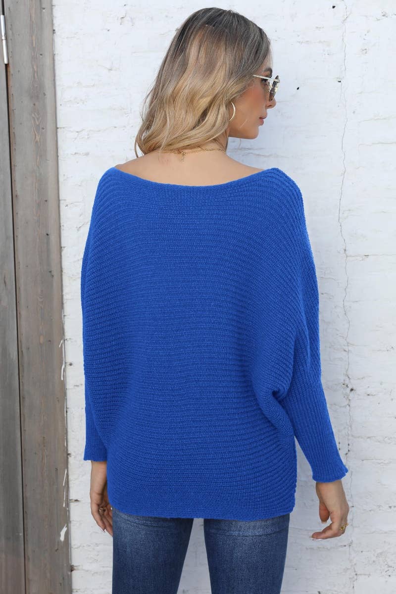 CWOSWL6725_CREW-NECK BAT-SLEEVED LONG-SLEEVED SWEATER