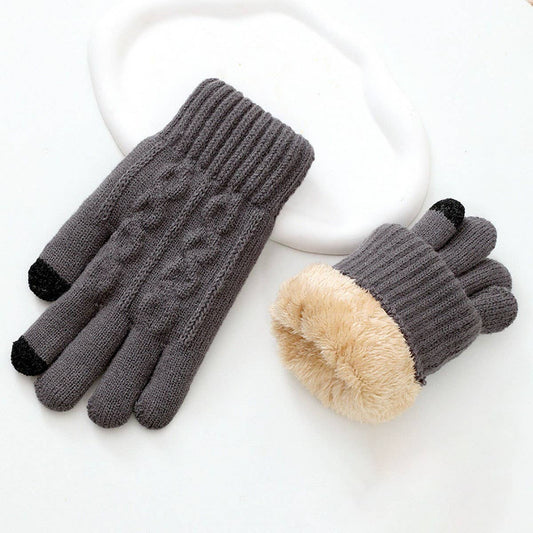 CWAG00581_MEN WINTER DOUBLE LAYER KNIT TOUCHSCREEN GLOVES
