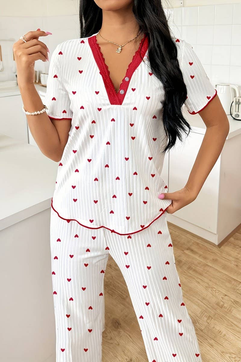 CWSPJ00483_PRINTED SHORT SLEEVE TOP AND PANTS LOUNGEWEAR