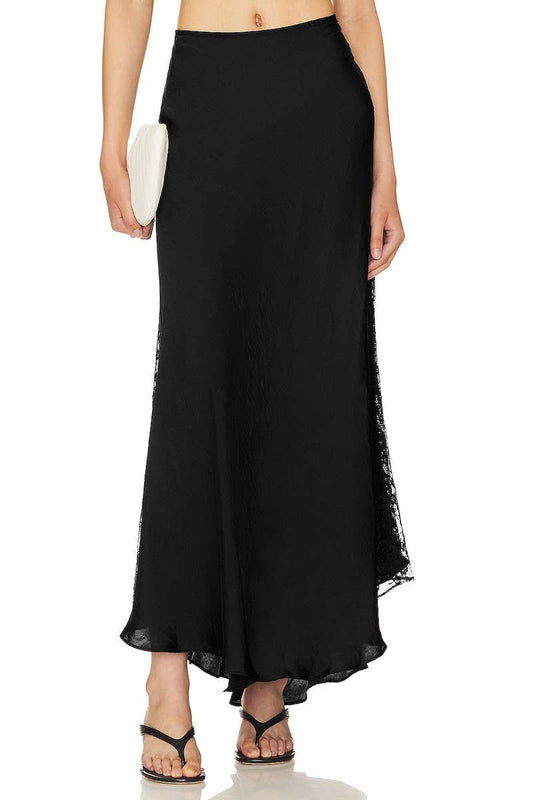 CWBLS0651_ELEGANT LACE PANEL A-LINE LONG SKIRT
