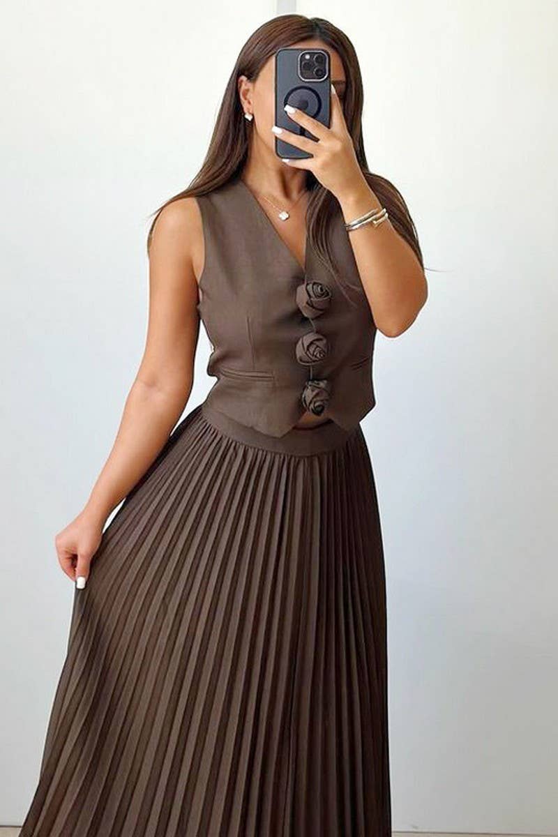 CWSS1058_SUMMER SLEEVELESS VEST HIGH-END TWO-PIECE SUIT