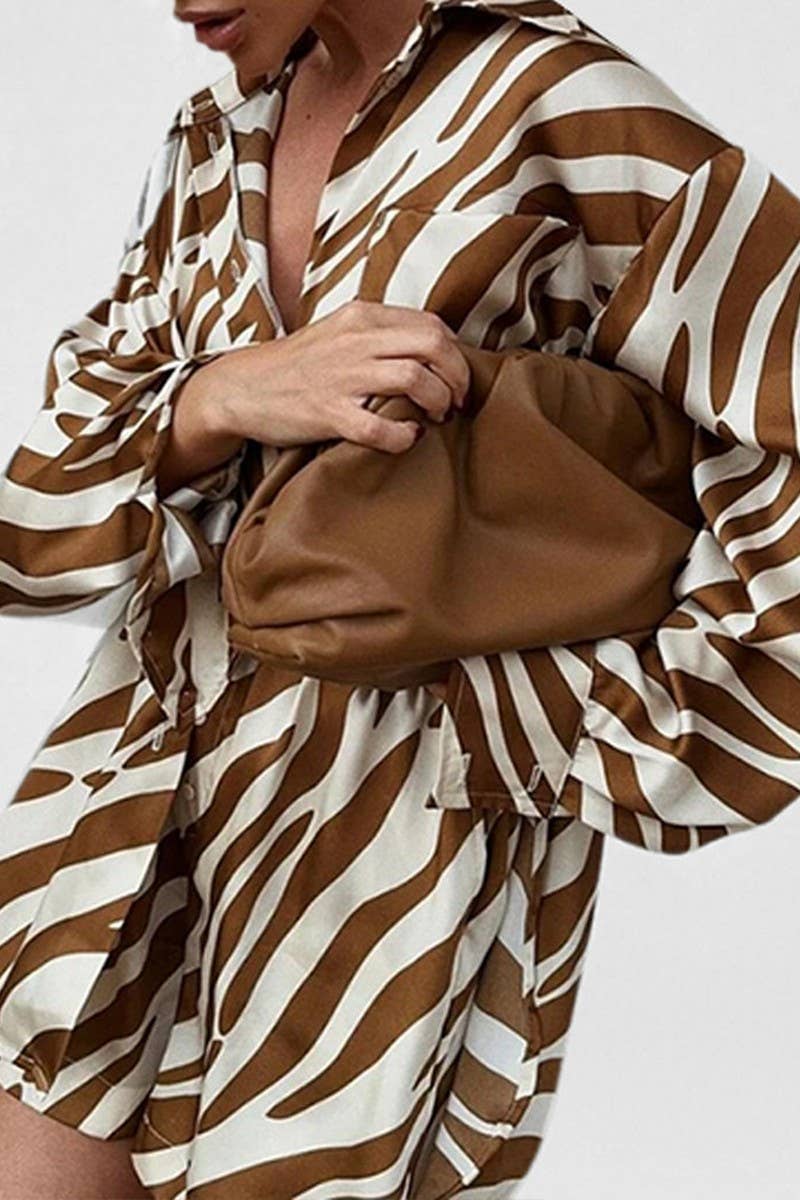 CWSS1250_PRINTED CASUAL SHIRT TWO-PIECE SET