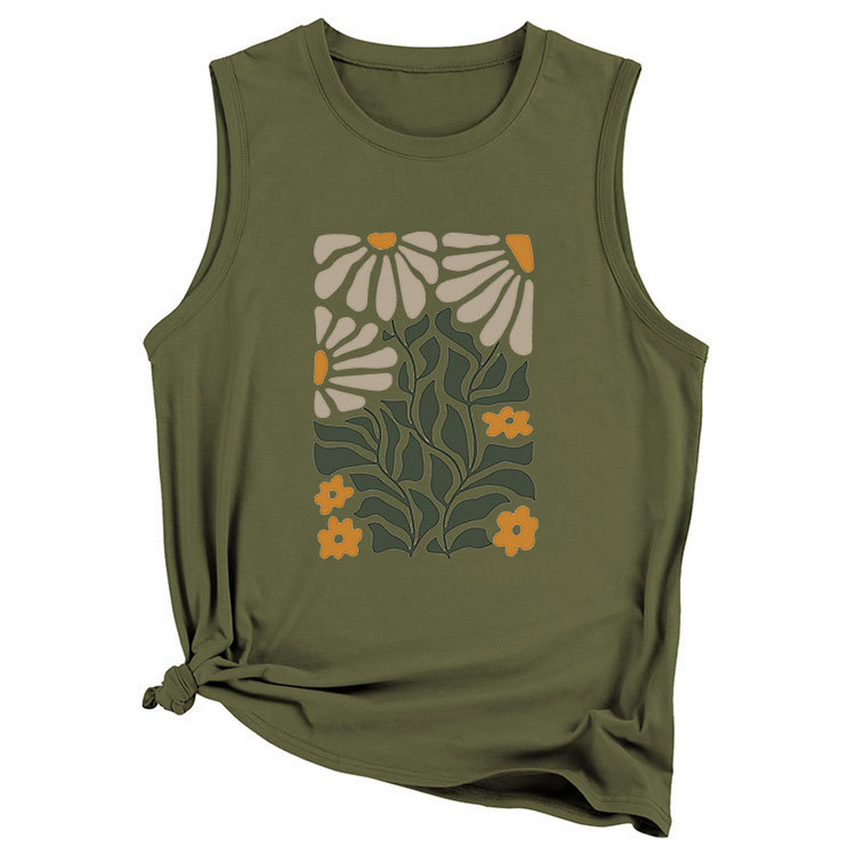 ntage Yellow Flower Vest for Women, Sleeveless_CWTTSL0414