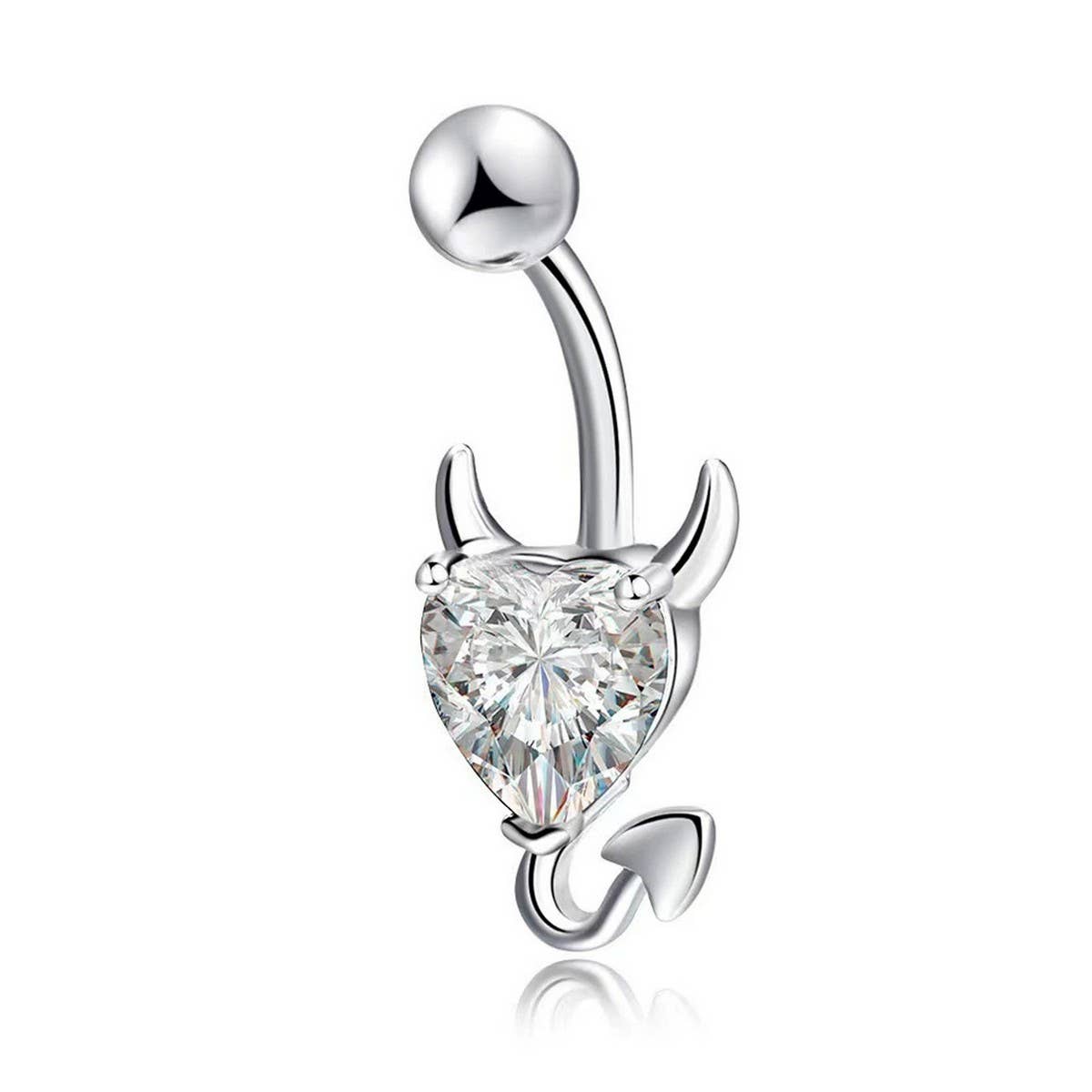 Devil Heart Zircon Belly Button Piercing Ring