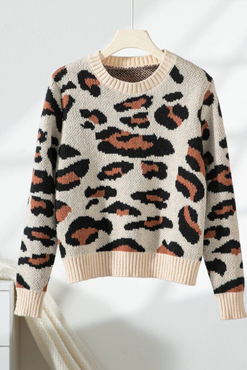 CWOSWL07421_COLORBLOCK LEOPARD PRINT PULLOVER SWEATER