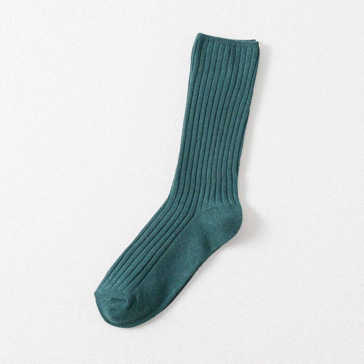 CWMS2520_AUTUMN AND WINTER SOLID COLOR MID-CALF SOCKS