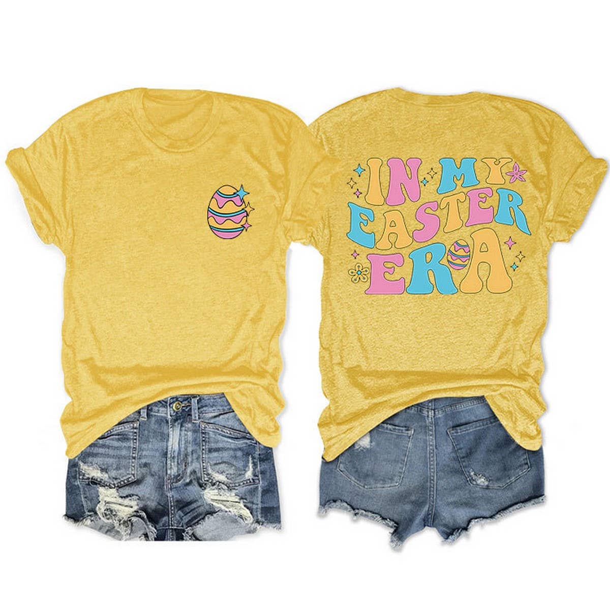EASTER TREND DOUBLE SIDED LETTER PRINTED TEES_CWTTS0869
