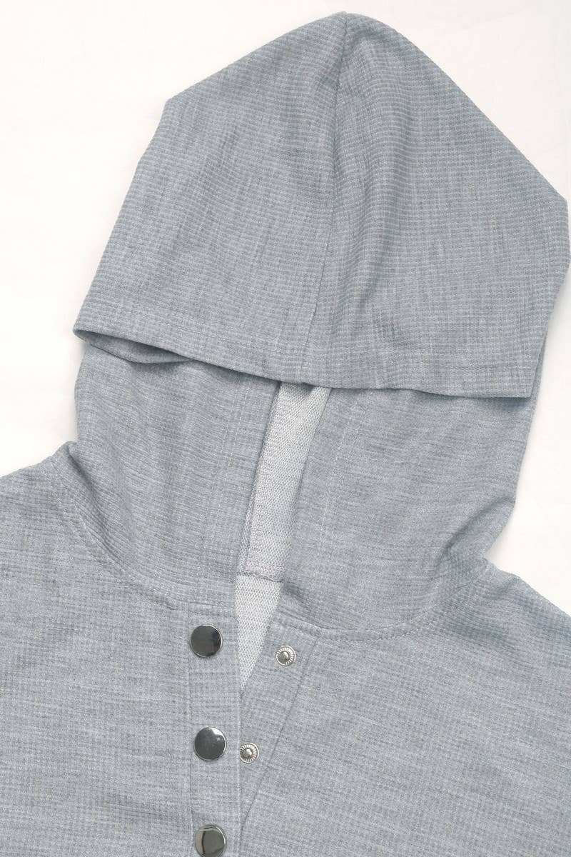 CWOHOL1102_V-NECK SOLID COLOR CASUAL HOODED SWEATSHIRT