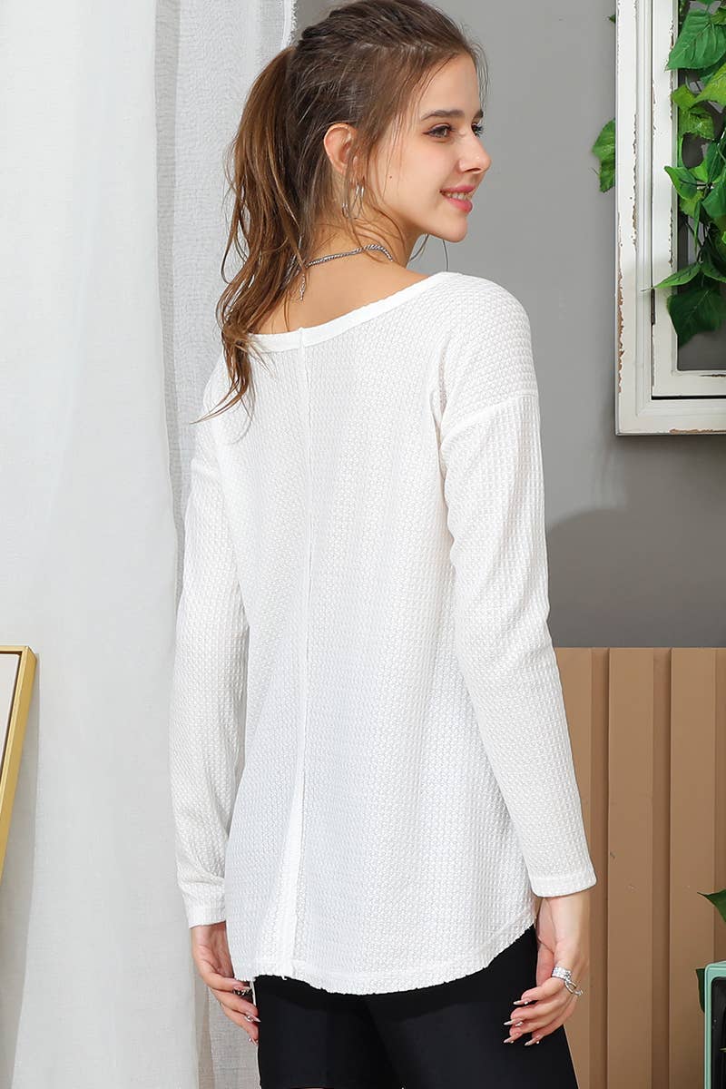 CWTTL1474_Casual Round neck Loose Fit Long Sleeve Tops