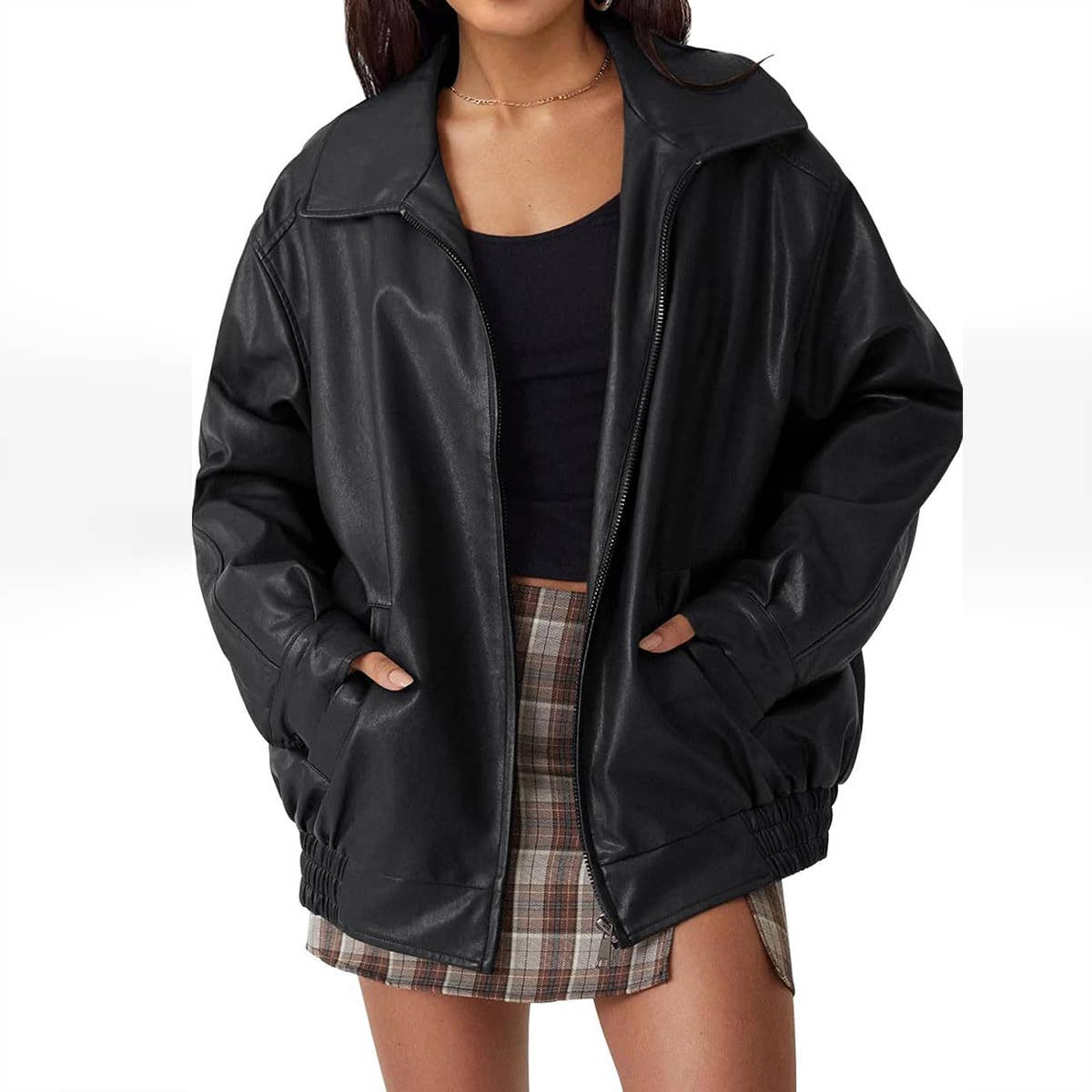 Fashionable loose long-sleeved motorcycle jacket